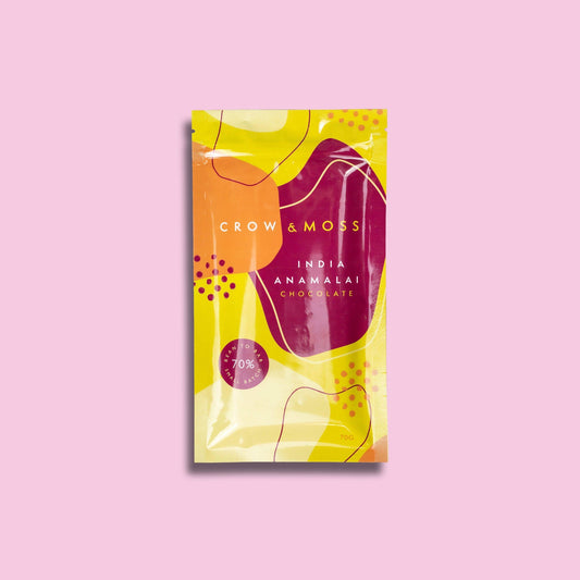 Crow & Moss Chocolate - India Anamalai Chocolate Bar 70% - Case of 15 - Single Origin Dark Chocolate Bar - Farm2Me - 860003251034 -