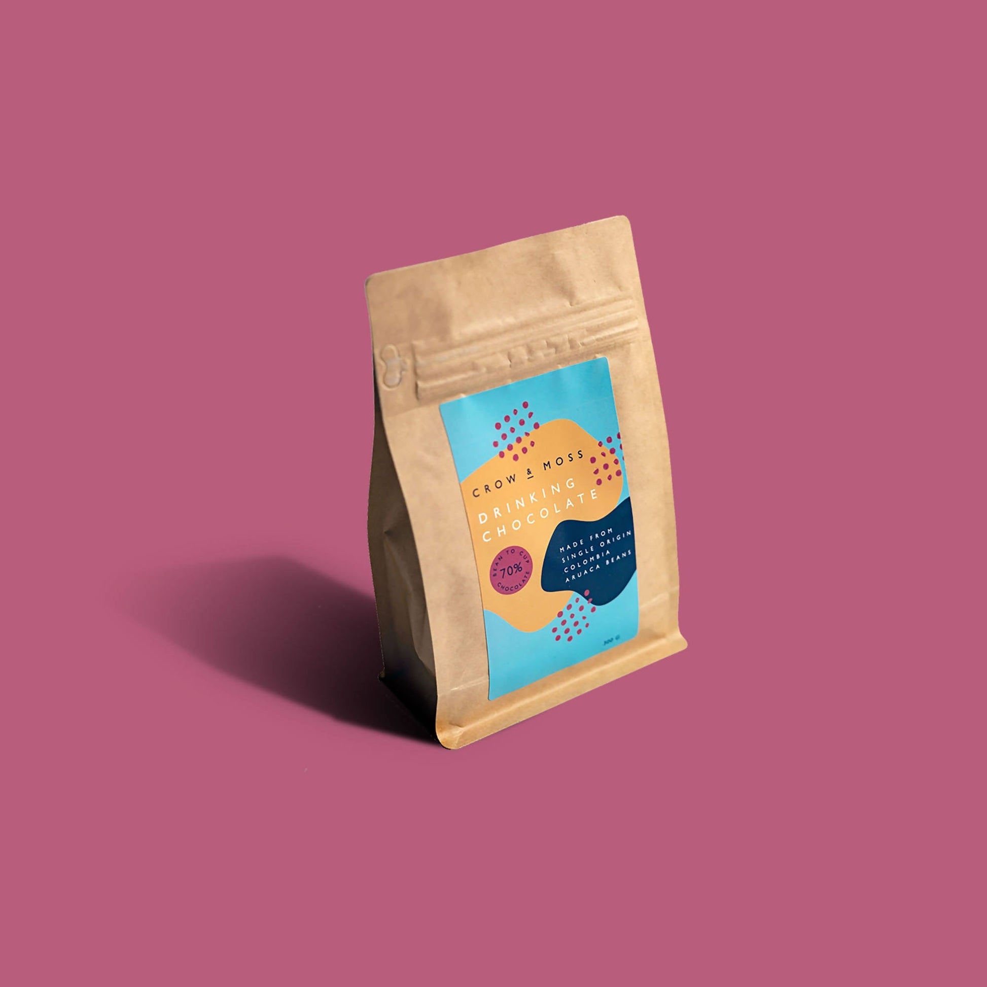 Crow & Moss Chocolate - Single Origin Drinking Chocolate Bag 70% - Case of 6 - Dark Drinking Chocolate - Farm2Me - 860002287270 -