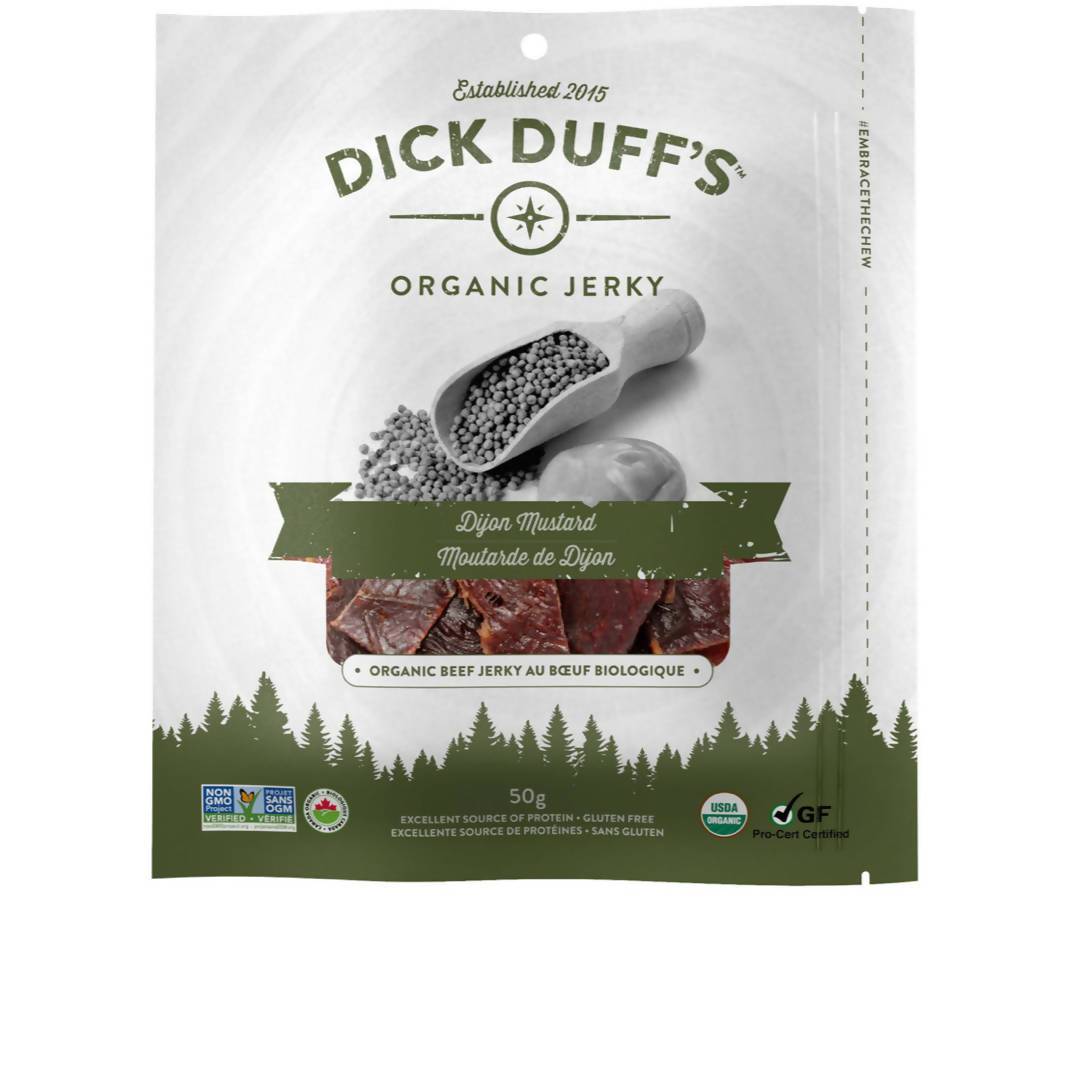 Farm2Me - Meat - Dick Duff’s Organic Jerky - Dijon Mustard Organic Beef Jerky bag - 12 x 50 g - Dijon Mustard Organic Beef Jerky bag - 12 x 50 g - 627843959489