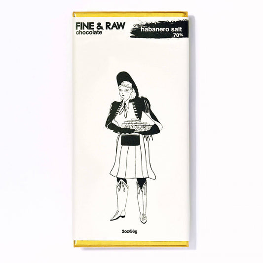 Fine and Raw Dark Chocolate & Habanero Salt Bar (70% Cocoa / Cacao), Organic, Fair Trade - 10 Bars x 2oz