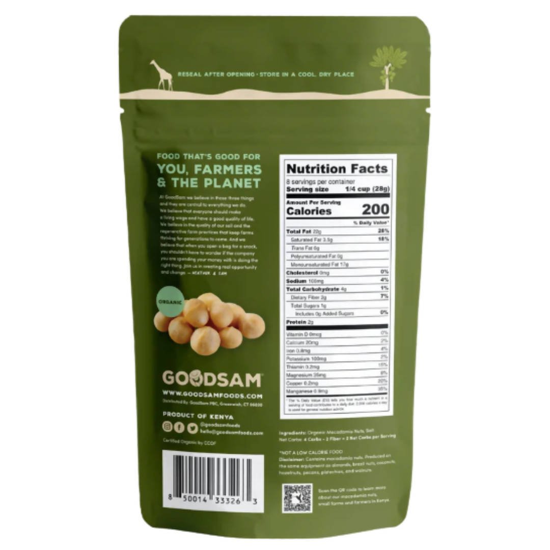 GoodSam Macadamia Nuts, Dry Roasted & Salted, Organic Bags - 12 bags x 8 oz | GoodSAM Foods | Snacks | Delivery near me in ... Farm2Me