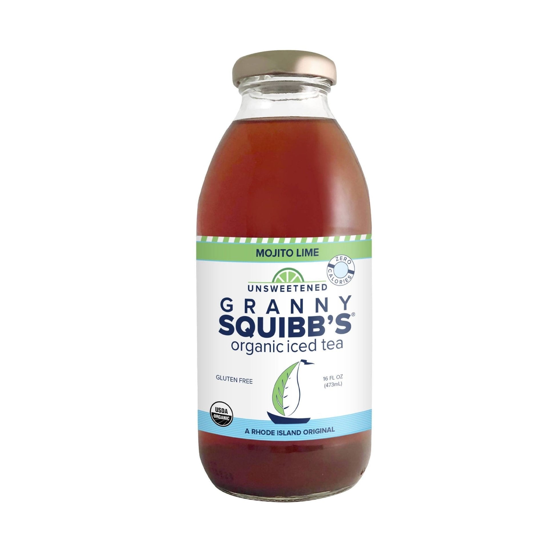 Farm2Me - Drinks - Granny Squibb’s Organic Iced Tea - Mojito Lime Unsweetened Organic Iced Tea - 12 x 16oz - Mojito Lime Unsweetened Organic Iced Tea - 12 x 16oz - GS 12