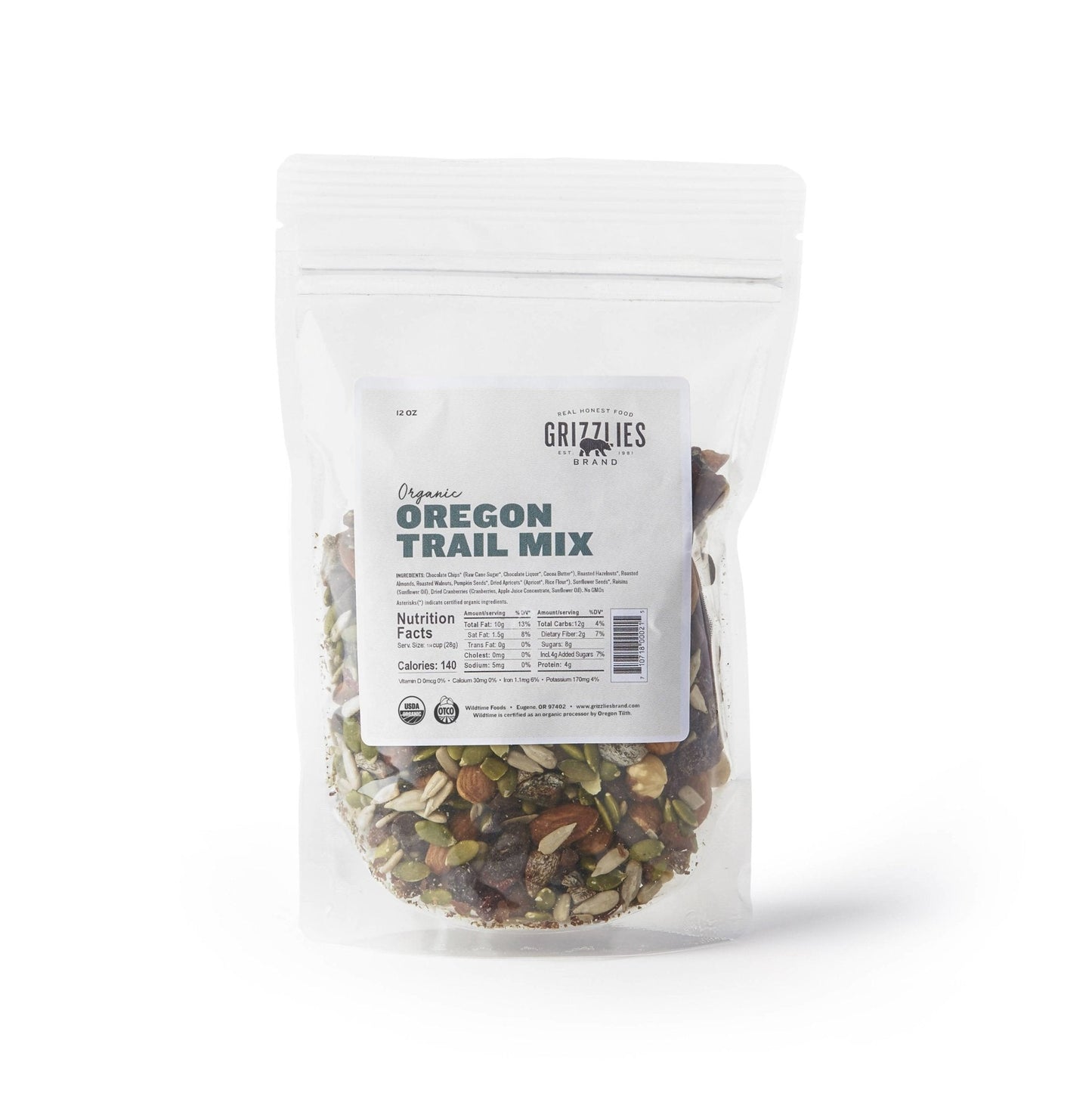 Farm2Me - Snacks - Grizzlies Brand - Organic Oregon Trail Mix Bags - 12 x 12oz - Organic Oregon Trail Mix Bags - 12 x 12oz - O-OTM1