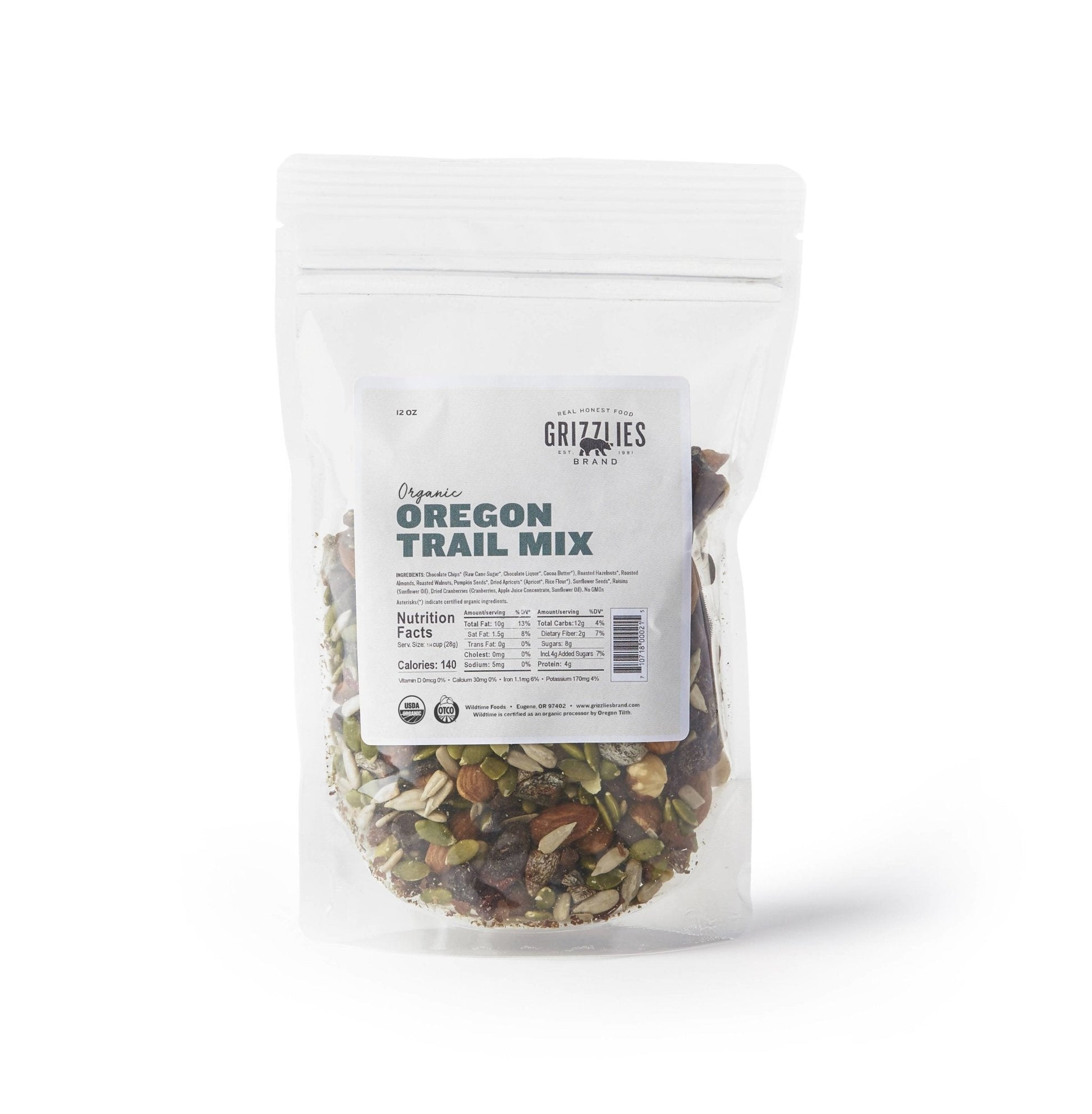 Farm2Me - Snacks - Grizzlies Brand - Organic Oregon Trail Mix Bags - 12 x 12oz - Organic Oregon Trail Mix Bags - 12 x 12oz - O-OTM1