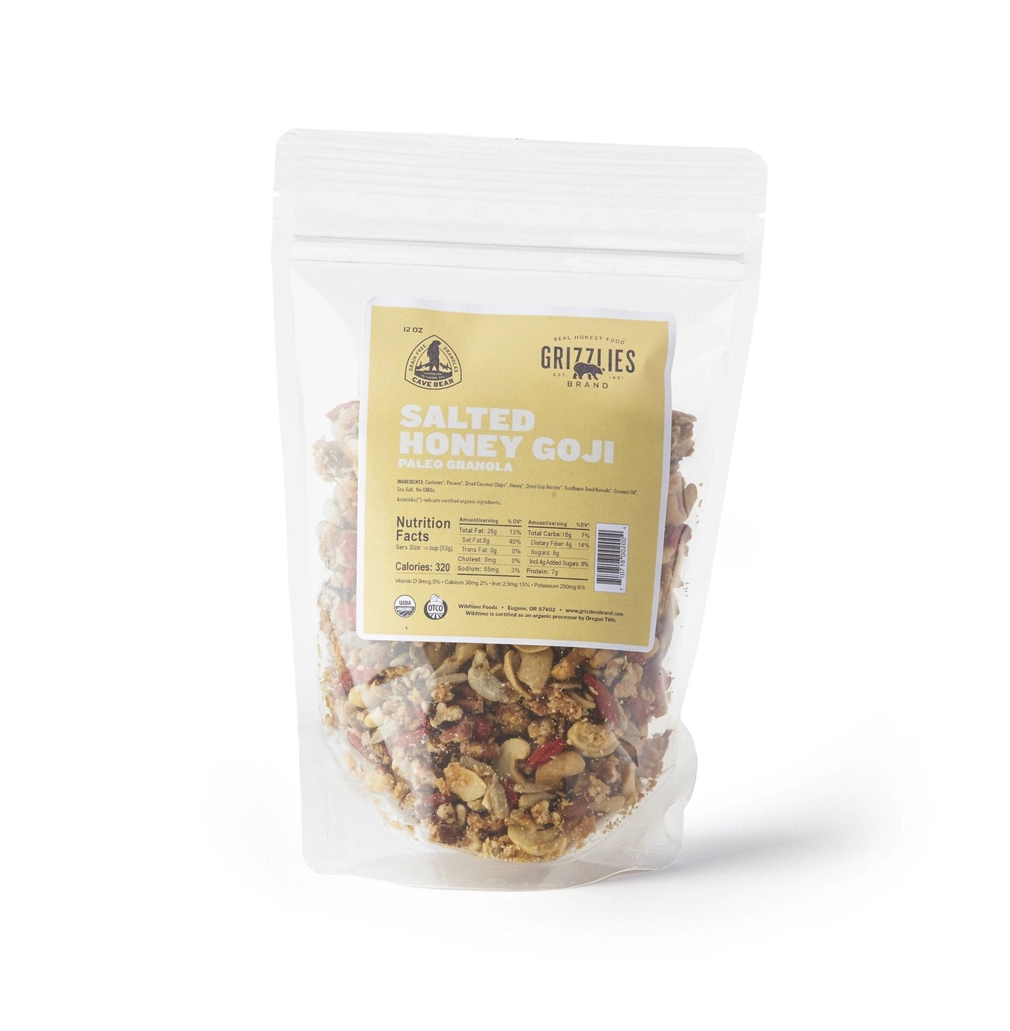 Farm2Me - Snacks - Grizzlies Brand - Salted Honey Goji Paleo Granola Bags - 12 x 12oz - Salted Honey Goji Paleo Granola Bags - 12 x 12oz - O-CBSALT1
