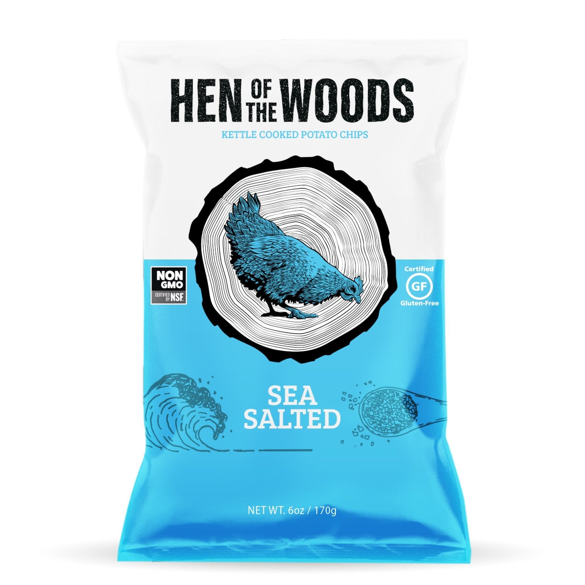 Farm2Me - Snacks - Hen of the Woods LLC - Sea Salted Kettle Chips Bags - 24 x 6oz - Sea Salted Kettle Chips Bags - 24 x 6oz - 30857279006018