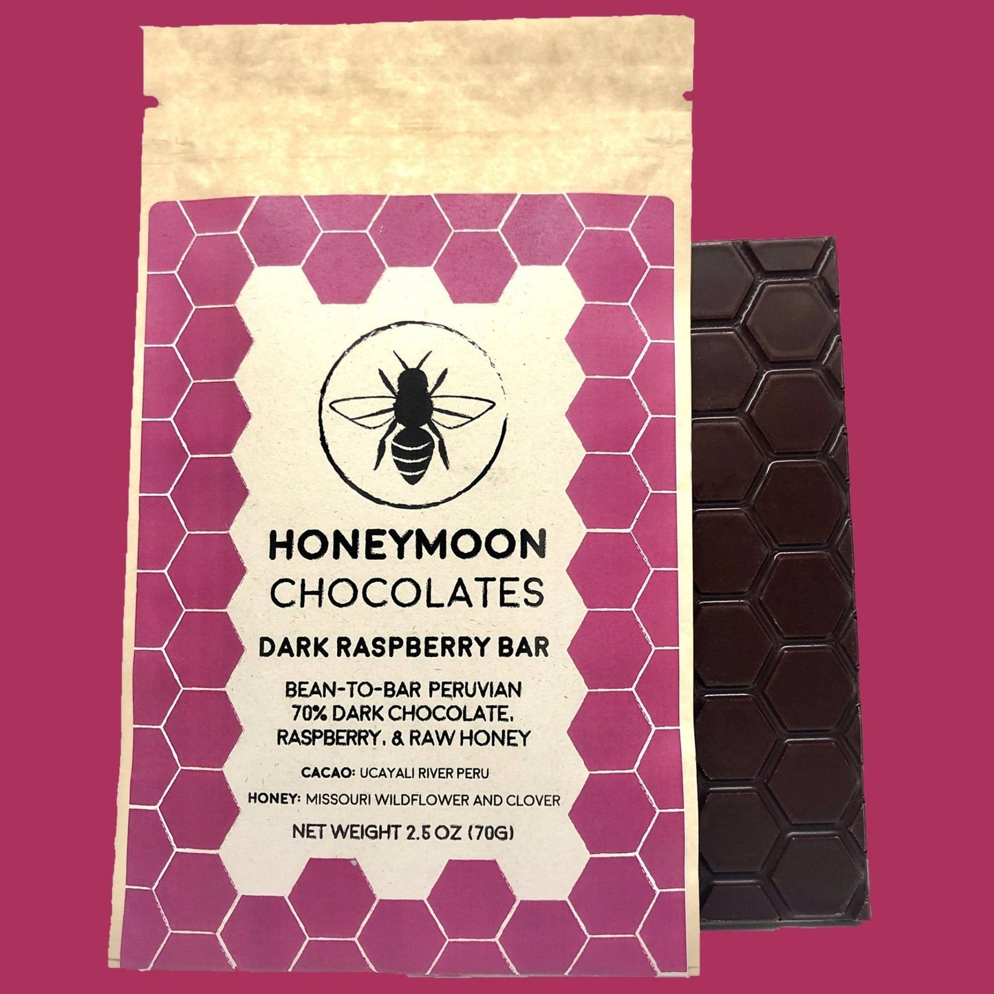 Honeymoon Chocolates - 70% Peru + Raspberry - Dark Chocolate - Farm2Me - 860002311616 - 860002311616 -