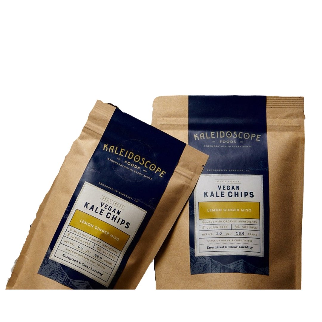 Farm2Me - Snacks - Kaleidoscope Foods - Lemon Ginger Miso Vegan Kale Chip Bags - 12 x 2oz - Lemon Ginger Miso Vegan Kale Chip Bags - 12 x 2oz - 617723484507