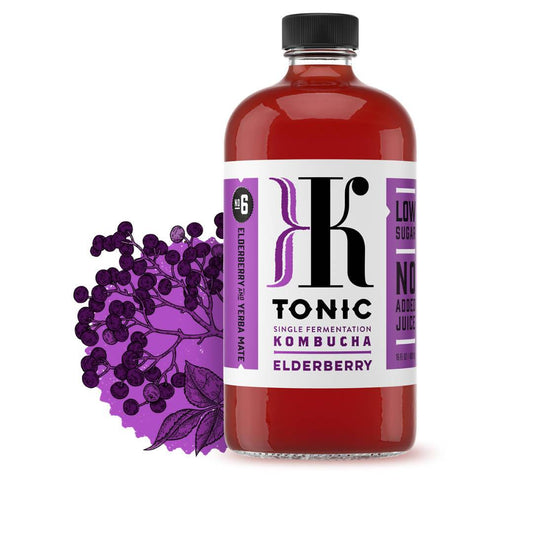 Farm2Me - Beverage - KTonic Kombucha - Elderberry Kombucha Bottle - 12 x 16oz - Elderberry Kombucha Bottle - 12 x 16oz -