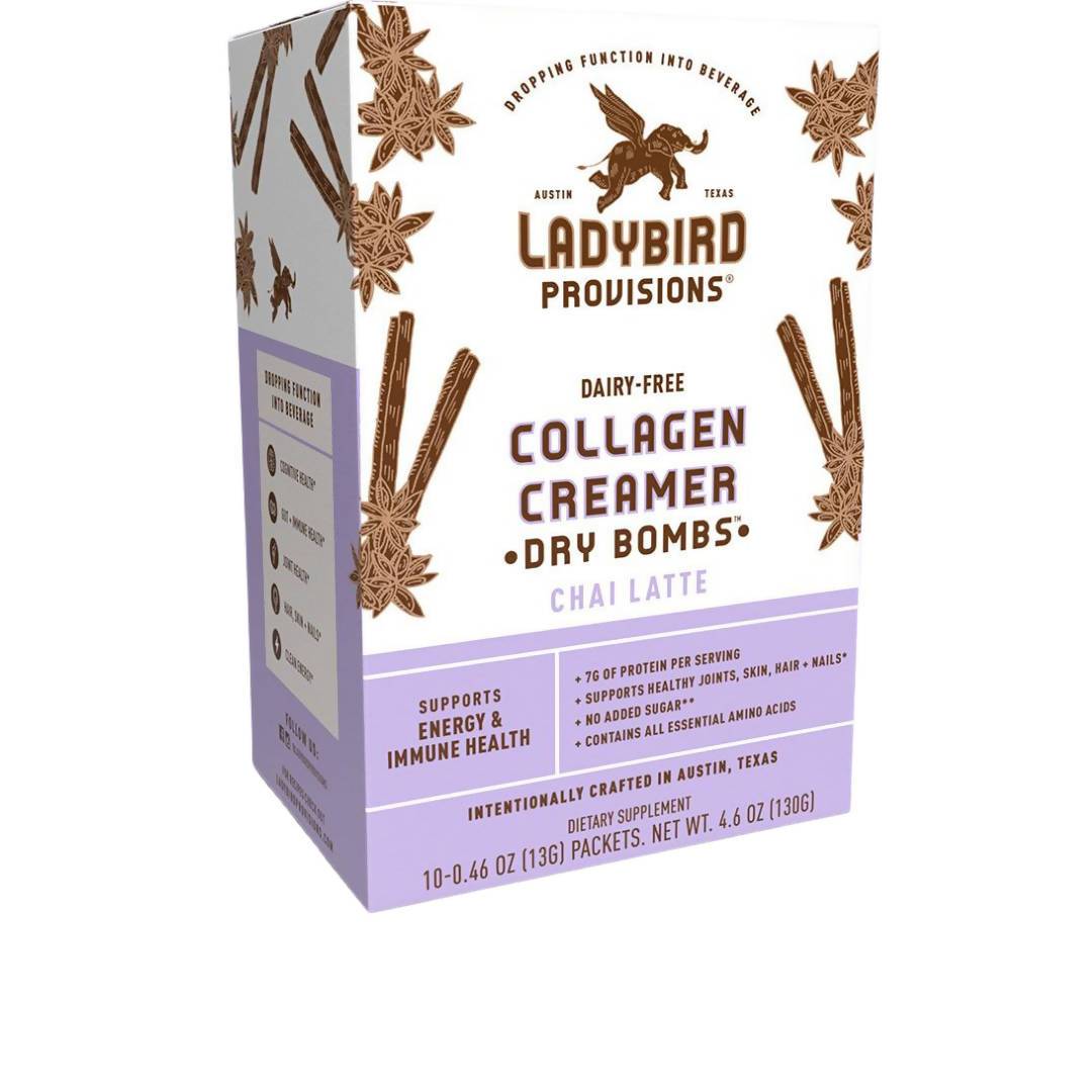 Farm2Me - Dairy - Ladybird Provisions, LLC - Chai Latte, Dairy-Free Collagen Creamer Packet Box - 6 Boxes x 10 Packets (0.46oz Packet) - Chai Latte, Dairy-Free Collagen Creamer Packet Box - 6 Boxes x 10 Packets (0.46oz Packet) - 852452007133