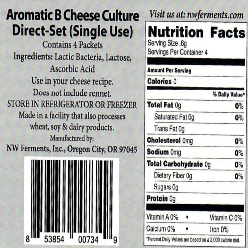 NW FermentsonWpK820 - Aromatic B (Mesophilic Cheese Culture) - Cheese Culture - Farm2Me - 607 - 853854007349 -