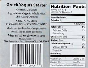 NW FermentsonWpK820 - Greek Yogurt Starter Culture - Yogurt Starter - Farm2Me - 201 - 853854007066 -