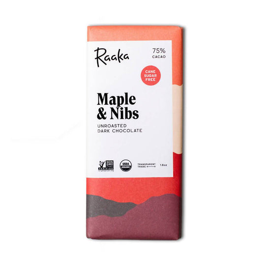 Maple & Nibs Chocolate Bars - 12 x 1.8oz - Raaka Chocolate | Farm2Me Wholesale