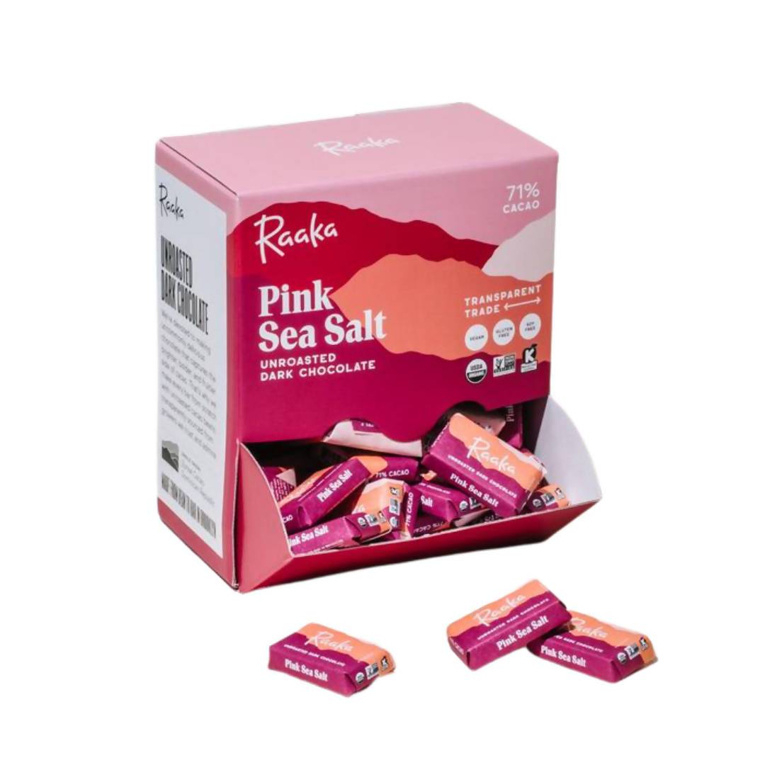 Farm2Me - Snacks - Raaka Chocolate - Pink Sea Salt Minis - 100 x 8g - Pink Sea Salt Minis - 100 x 8g - 662425086566