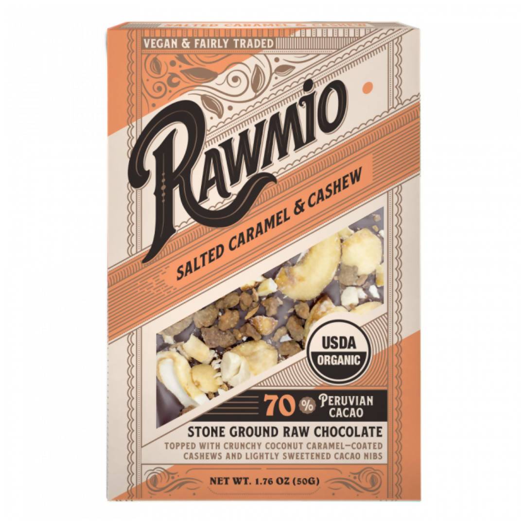 Farm2Me - Snacks - Rawmio Chocolate - Coconut Caramel & Crushed Cashew Raw Chocolate Bark - 12 x 1.76oz - Coconut Caramel & Crushed Cashew Raw Chocolate Bark - 12 x 1.76oz - 850020805037
