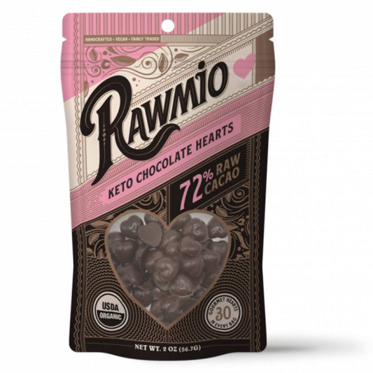 Rawmio Raw Organic Keto Chocolate Hearts, Mini Heart Chocolates - 18-Bags Pack - Rawmio Chocolate | Farm2Me Wholesale