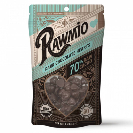 Farm2Me - Snacks - Rawmio Chocolate - Original Raw Chocolate Hearts Pouches - 18 x 2oz - Original Raw Chocolate Hearts Pouches - 18 x 2oz - 850018464420