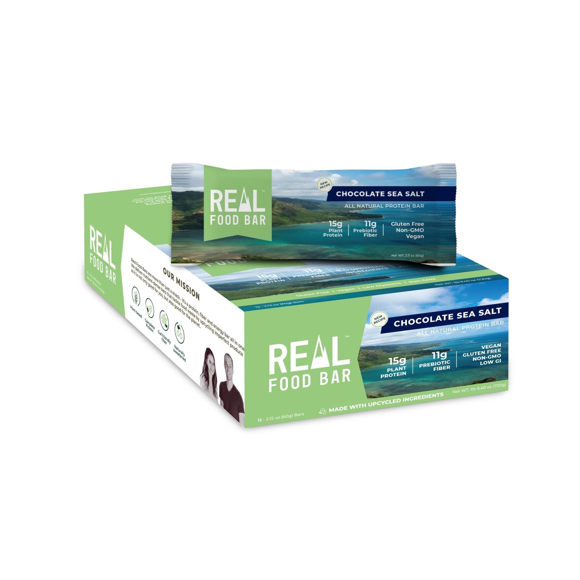 Farm2Me - Snacks - Real Food Bar - Real Food Bar - Chocolate Sea Salt Bars - 12 x 2.12oz - Real Food Bar - Chocolate Sea Salt Bars - 12 x 2.12oz - 866763000349
