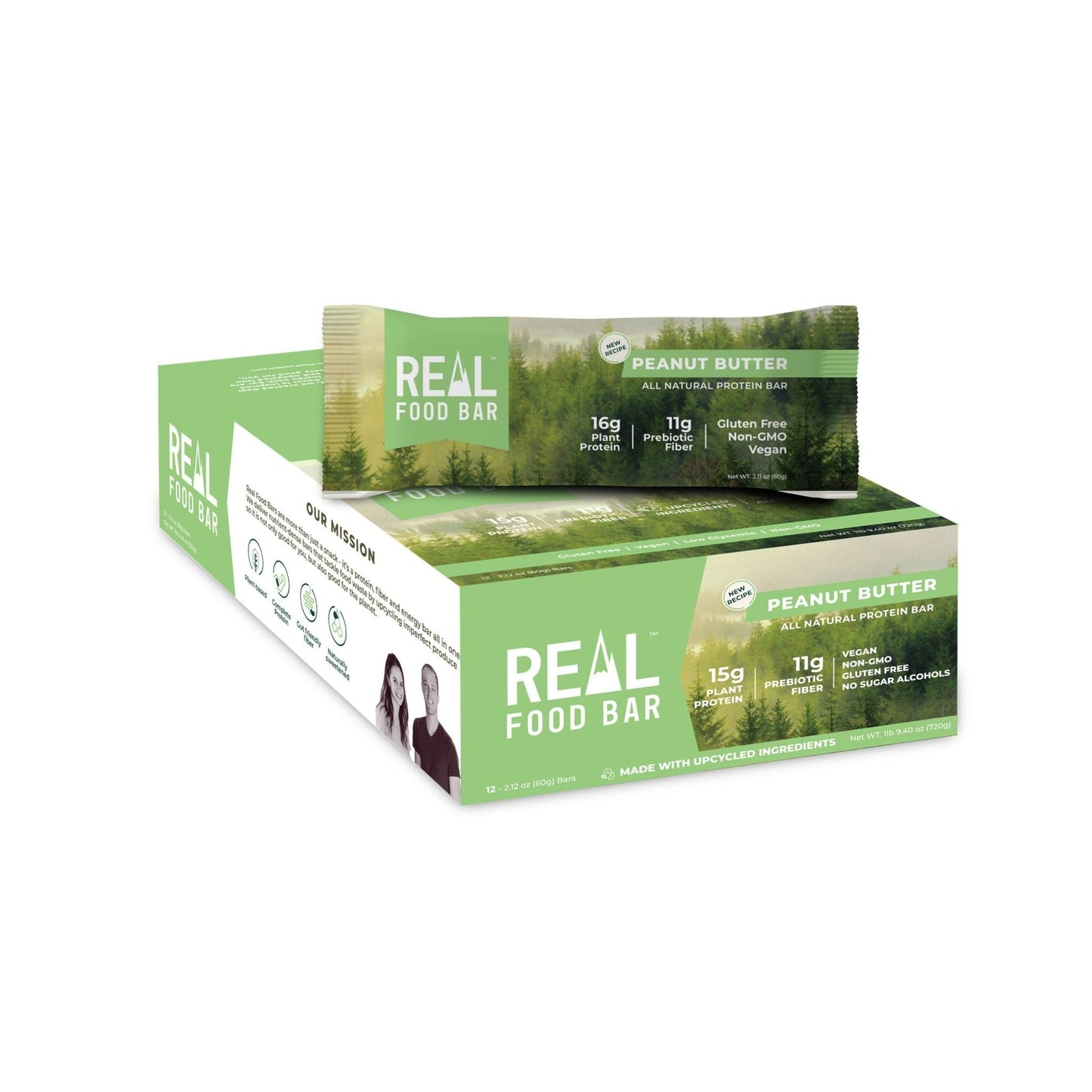 Farm2Me - Snacks - Real Food Bar - Real Food Bar - Peanut Butter Bars - 12 x 2.12oz - Real Food Bar - Peanut Butter Bars - 12 x 2.12oz - 866763000325