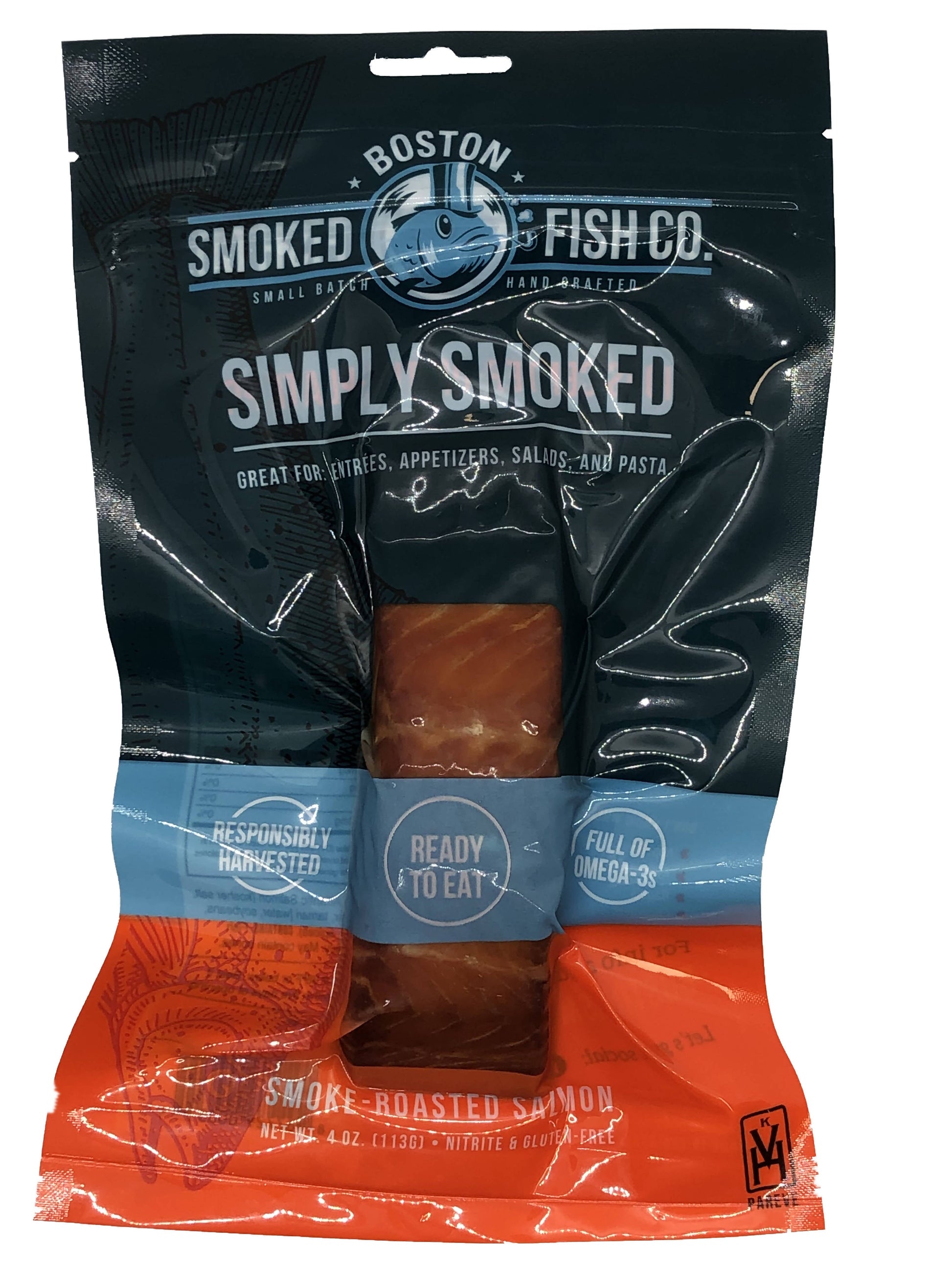 Smoked Salmon Portions (Hot Smoked) - 12-Pouch Packs - Boston Smoked Fish Co | Farm2Me Wholesale