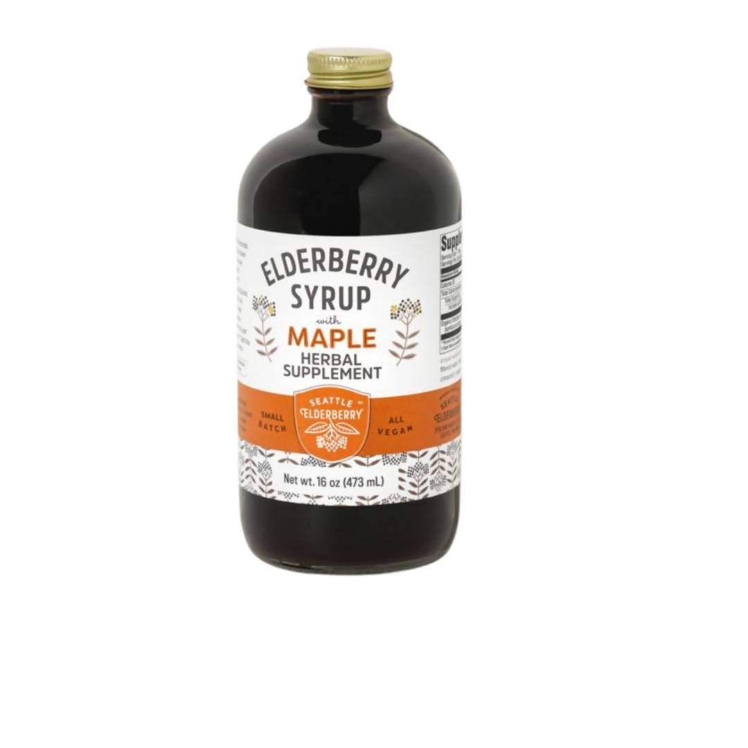 Farm2Me - Beverage - Seattle Elderberry - Elderberry Syrup with Maple - 6 x 16oz - Elderberry Syrup with Maple - 6 x 16oz - 086000354482