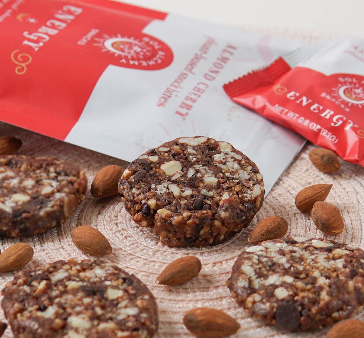 sol alchemy snacks - Almond Cherry Energy Snack Bites - 12 x 4.9oz - Snacks - Farm2Me - 860004706977 - 860004706977 -