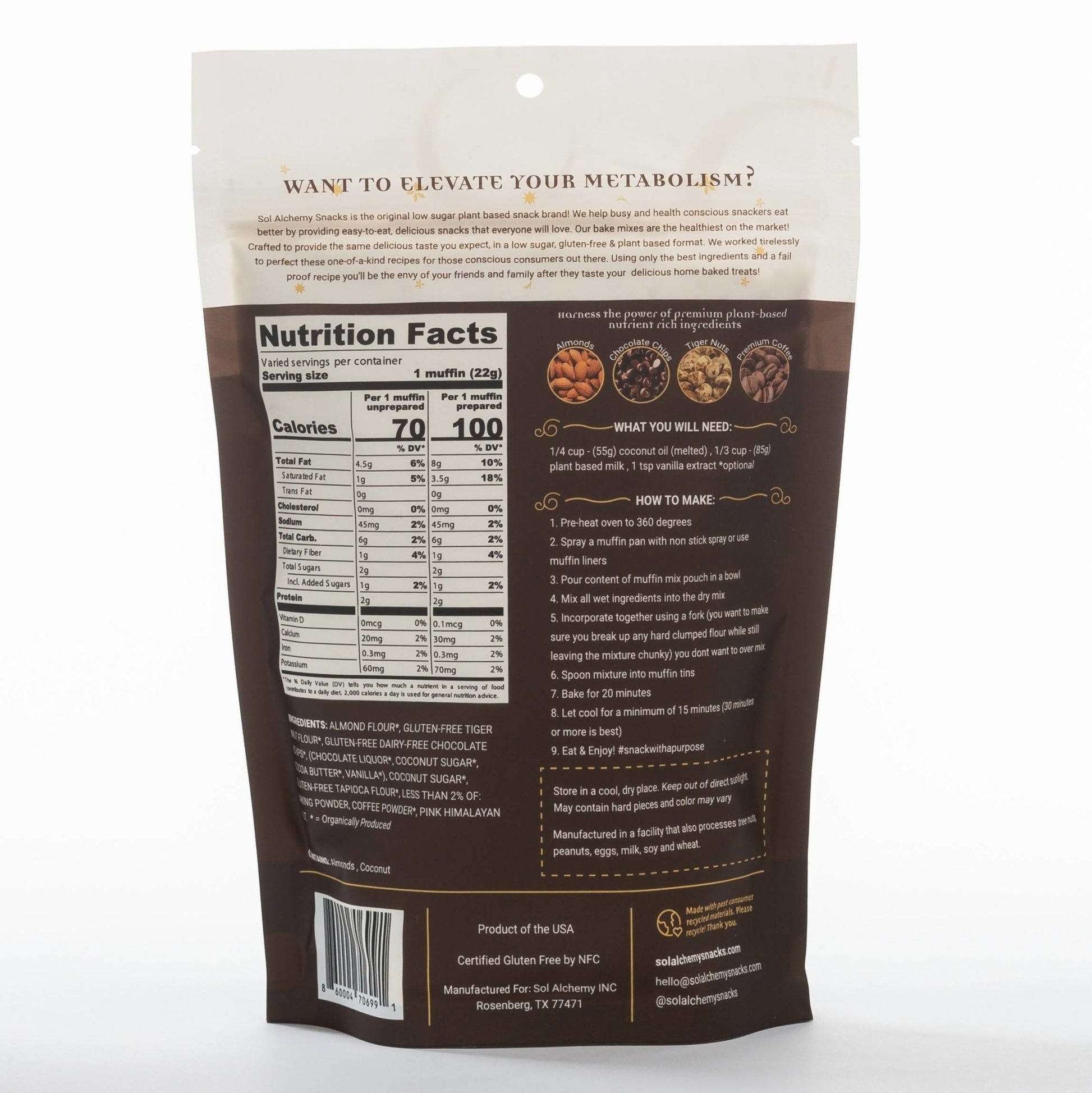 Farm2Me - Pantry - sol alchemy snacks - Coffee Crunch Vitality Muffin Mix - 12 x 7.5 oz - Coffee Crunch Vitality Muffin Mix - 12 x 7.5 oz - 860004706991