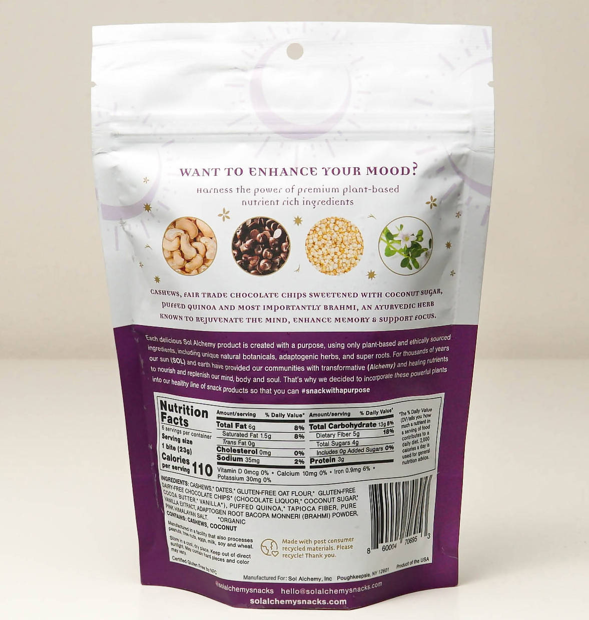 Farm2Me - Snacks - sol alchemy snacks - Cookie Dough Clarity Snack Bites - 12 x 4.9oz - Cookie Dough Clarity Snack Bites - 12 x 4.9oz - 860004706953