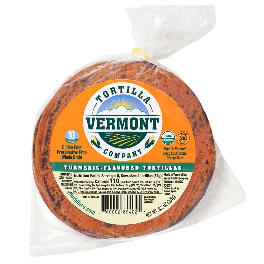 6" Organic Turmeric Flavored Tortilla Bags - 12 x 10 tortillas - Vermont Tortilla Company | Farm2Me