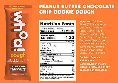 Farm2Me - Snacks - Whoa Dough - Peanut Butter Chocolate Chip Cookie Dough Bar - 100 x 1.6oz - Peanut Butter Chocolate Chip Cookie Dough Bar - 100 x 1.6oz - 860002341750